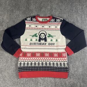 Men's Ugly Christmas Sweater XL Birthday Boy Jesus Retro Holiday Xmas